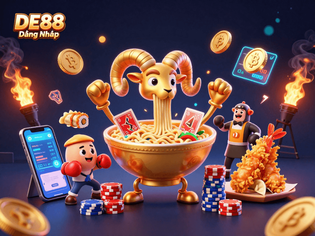 Experience the thrill of DE88 Đăng Nhập with vibrant characters in a 3D casino scene full of action.