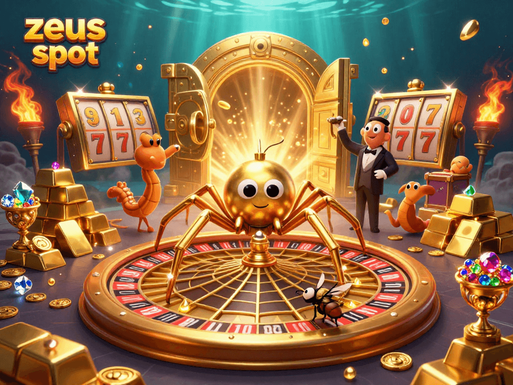 Mengambil peluang dengan zeus slot, gambar 3D yang menggambarkan fitur menarik kasino.