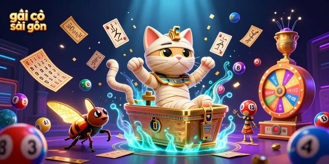 A thrilling scene illustrating gái gọi sài gòn with dynamic lottery games and vibrant elements, showcasing energy and excitement.