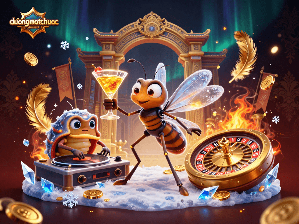 Spin and win with duongmatchuoc in a captivating 3D casino scene featuring vibrant characters and elements.