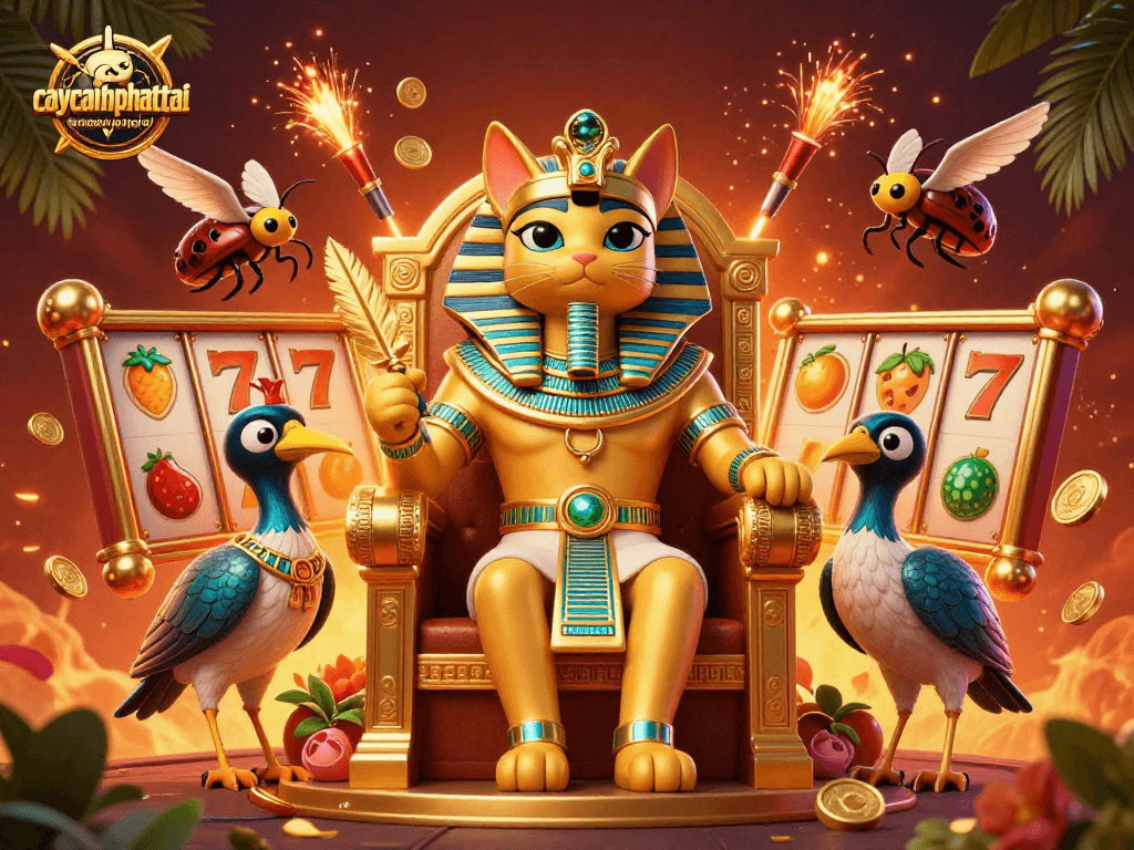 Play the caycanhphattai slot game with a unique Egyptian theme featuring vibrant characters and dynamic elements.