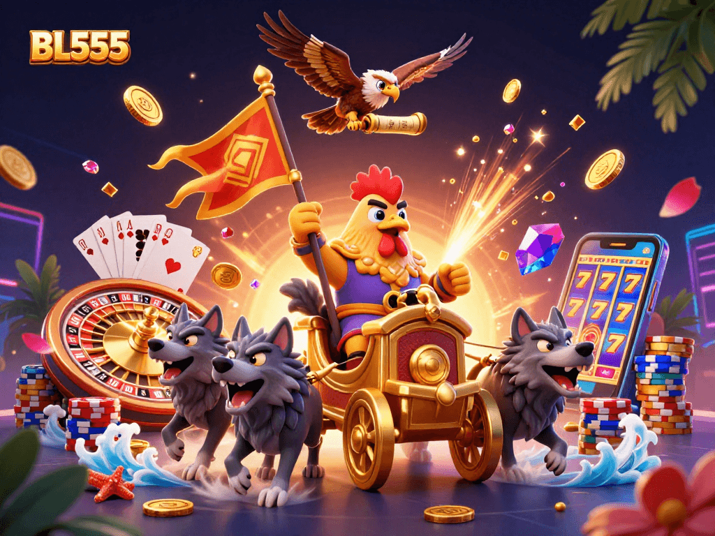 Experience the thrill of BL555 gaming with a dynamic rooster warlord scene packed with action and excitement.