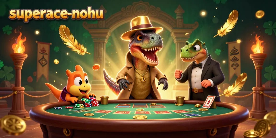 Engage in thrilling gameplay with the superace-nohu characters at the blackjack table, showcasing vibrant casino elements.