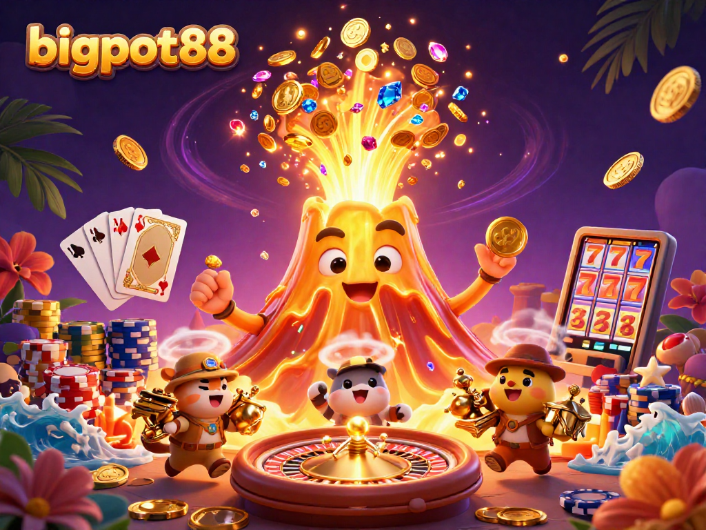bigpot88 menghadirkan kegembiraan dengan letusan gunung berapi emas dan harta karun mengalir.