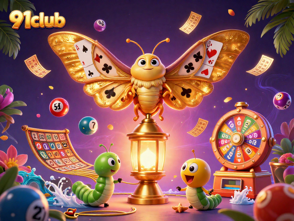 Predict colors in 91club's engaging illustration featuring lottery games and vibrant casino elements.