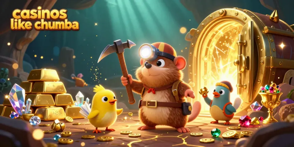 Experience casinos like Chumba with treasure hunts and exciting game elements in a vibrant scene.