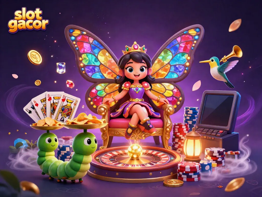 Experience thrilling gameplay with vibrant characters and slot gacor elements amidst a fantasy casino setting.