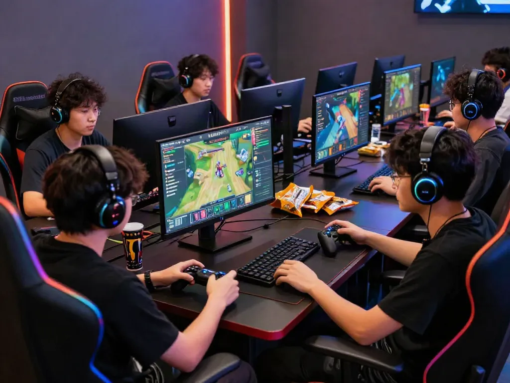 Players engaged in competitive gaming on Luxury111 platform showcasing vibrant interface and exciting atmosphere.