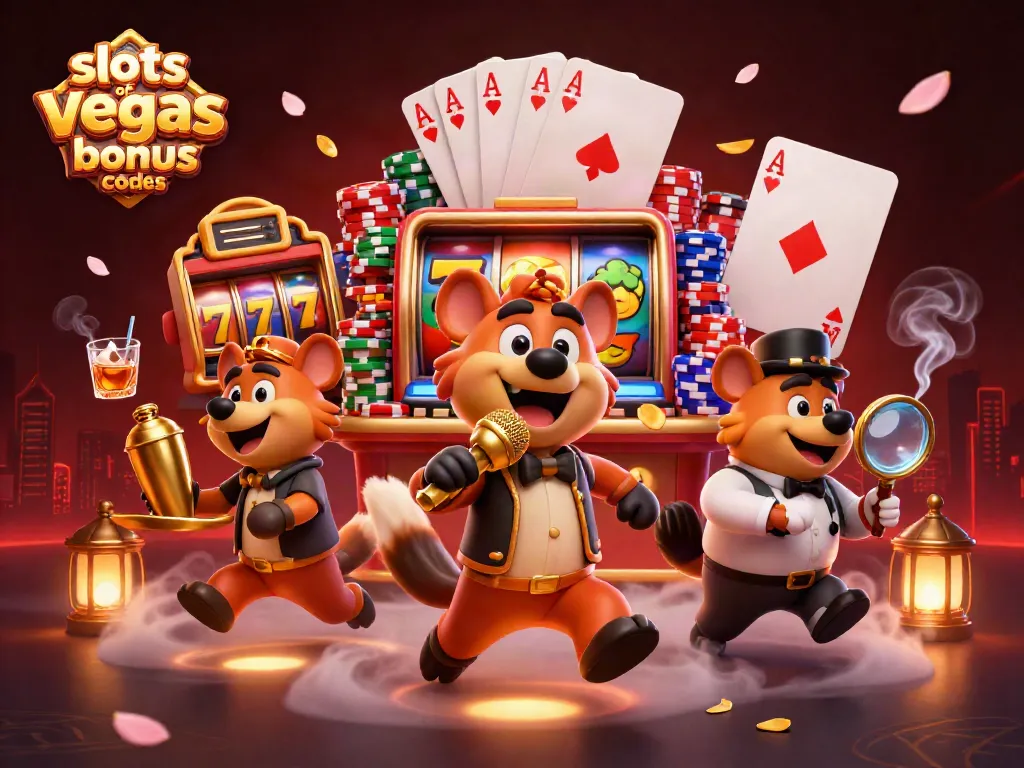 Enjoy the excitement of slots of vegas bonus codes with hyenas in a vibrant casino scene.