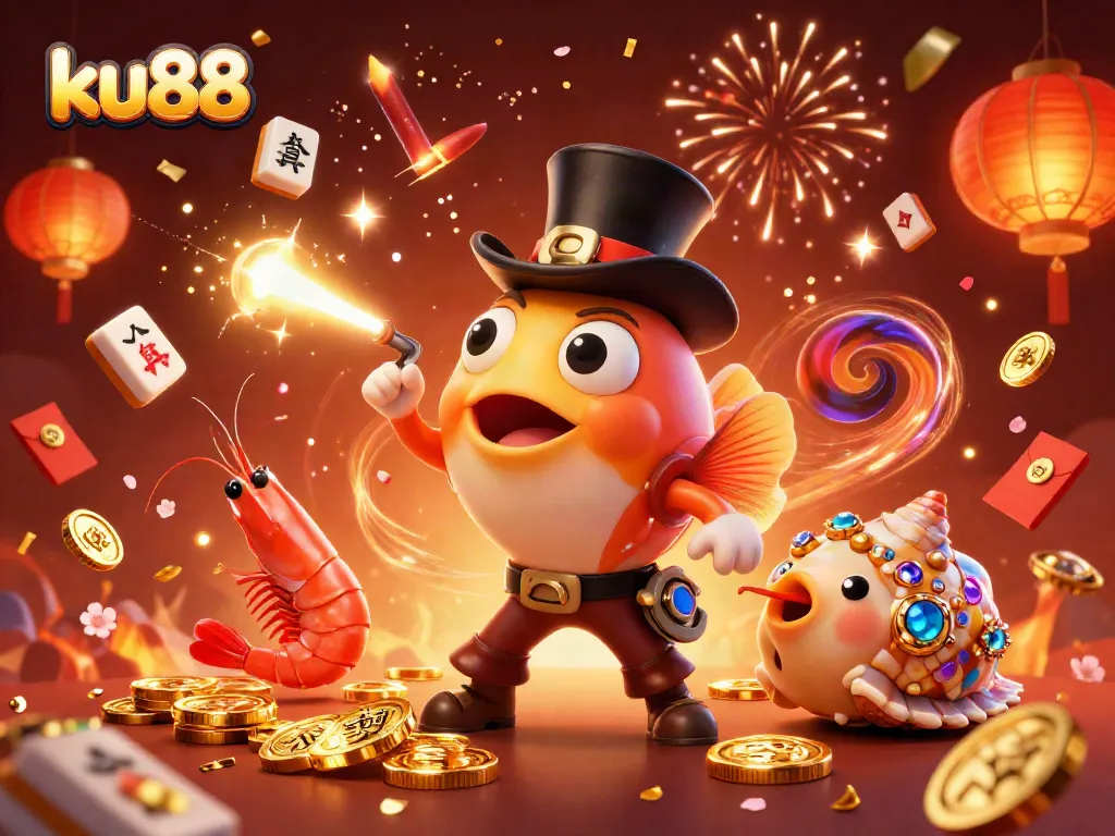 Experience exhilarating gameplay at ku88 with vibrant illustrations of winning moments and fortune symbols.