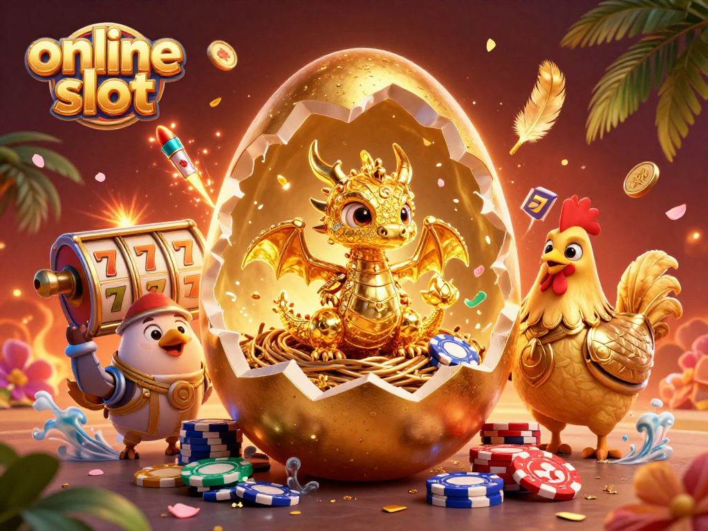 Explore exciting online slot dynamics with a golden dragon and poker chips in action.
