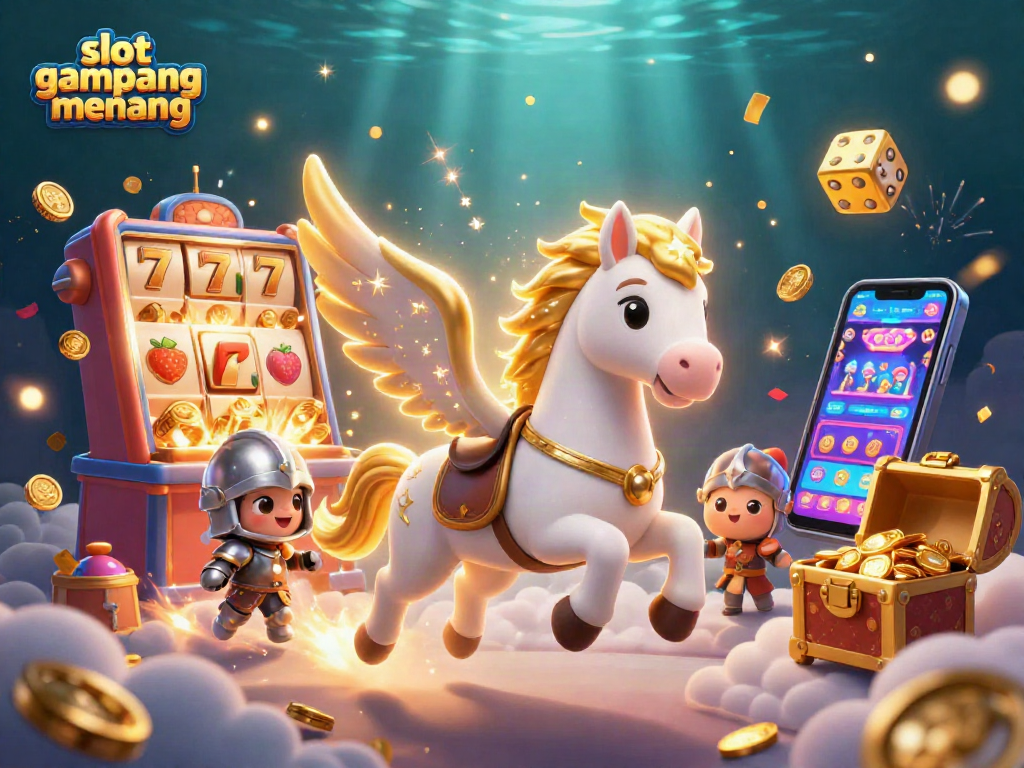 Slot gampang menang menawarkan pengalaman judi menarik dengan karakter kuda putih bersayap emas dalam permainan.
