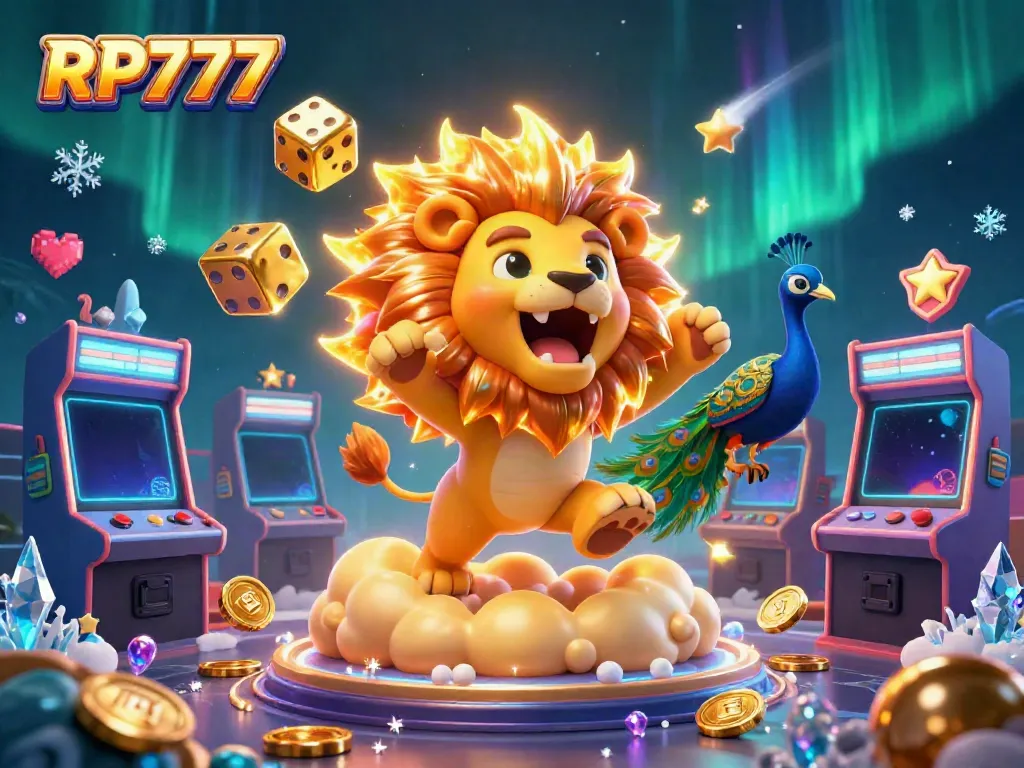 Engage with exciting slot games on RP777 through a vibrant 3D carnival scene featuring dynamic game elements and colorful characters.