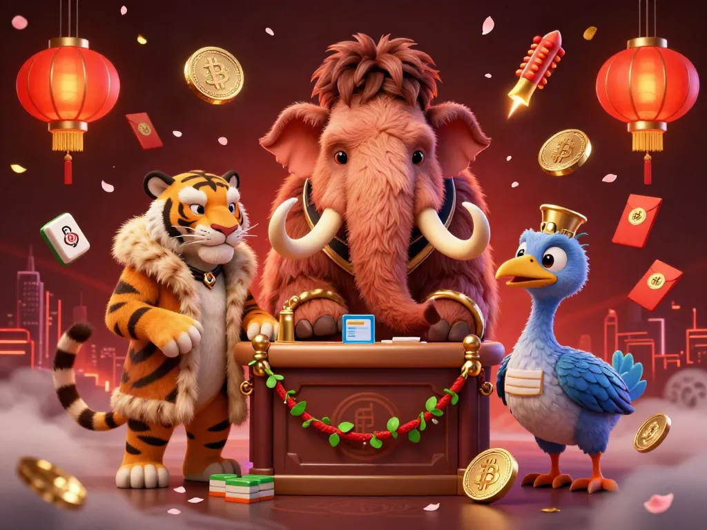 Interactive scene of a crypto casino with vibrant characters and game elements surrounding the bouncer, showcasing excitement and invitation.
