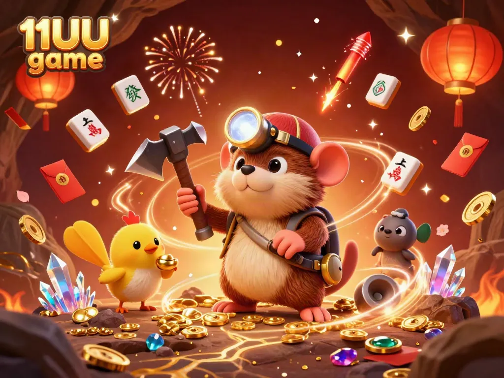 Experience the thrill of 11UU game adventures with a treasure hunter mole amidst sparkling riches!