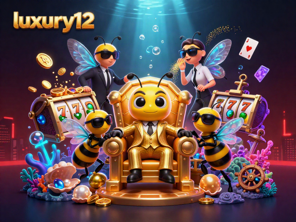 Experience excitement at luxury12 with vibrant slots and lively casino characters in an engaging underwater scene.