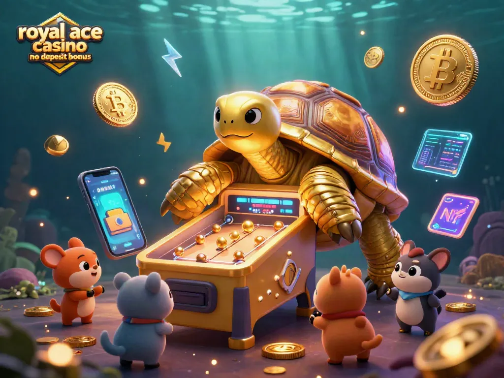 Spin lavishly with royal ace casino no deposit bonus in an exciting casino scene featuring vibrant characters and crypto elements.