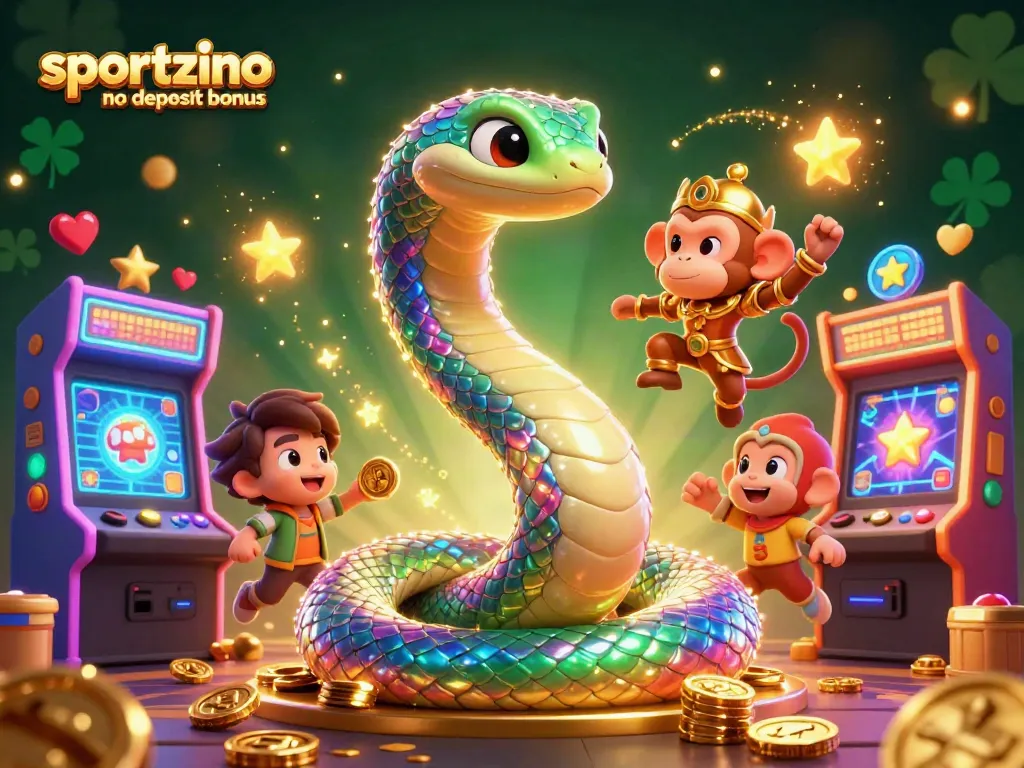 Claim the sportzino no deposit bonus with vibrant gaming elements in a lively casino scene