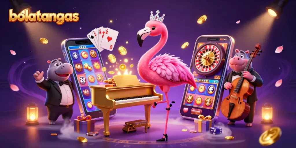 Engage in thrilling bolatangkas gameplay with our colorful, dynamic casino illustration featuring vibrant characters and rich details.
