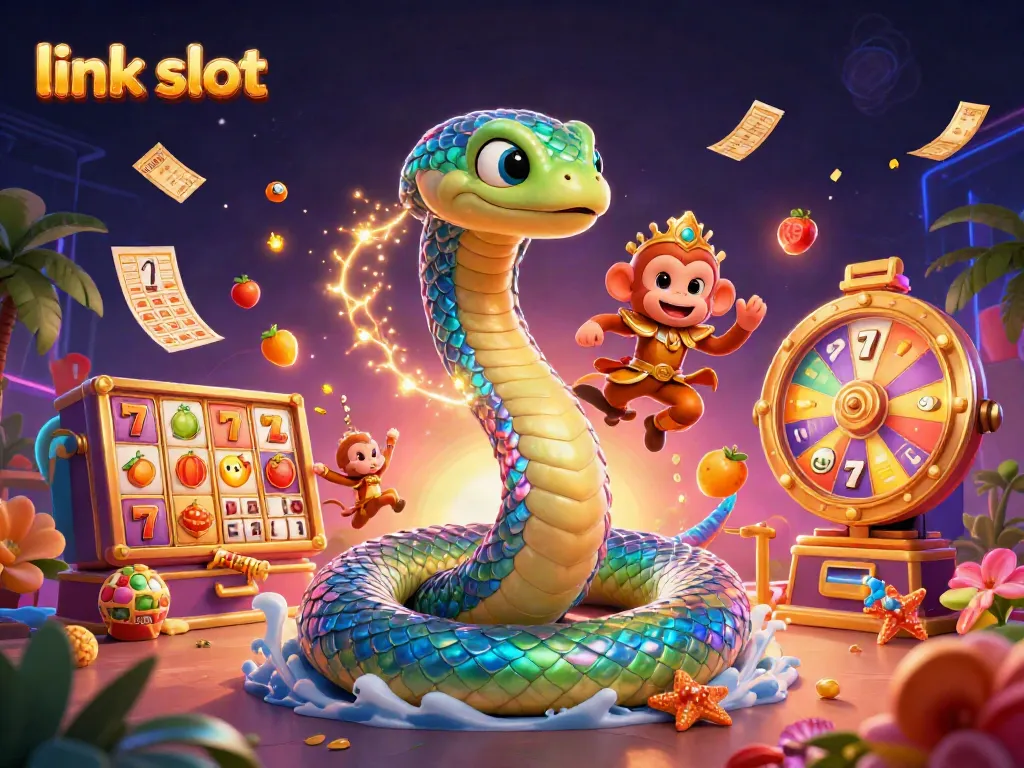 Engage with exciting link slot scenes featuring a rainbow serpent and monkey king in 3D.