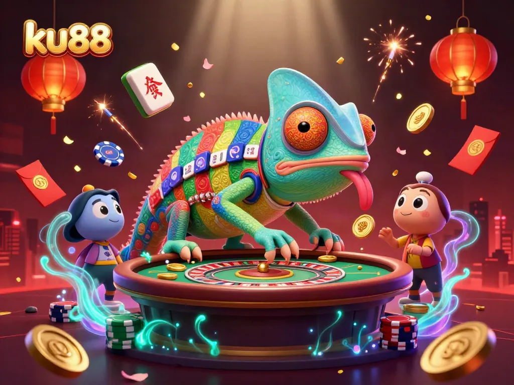 ku88 chameleon casino owner captures golden coins in vibrant casino atmosphere