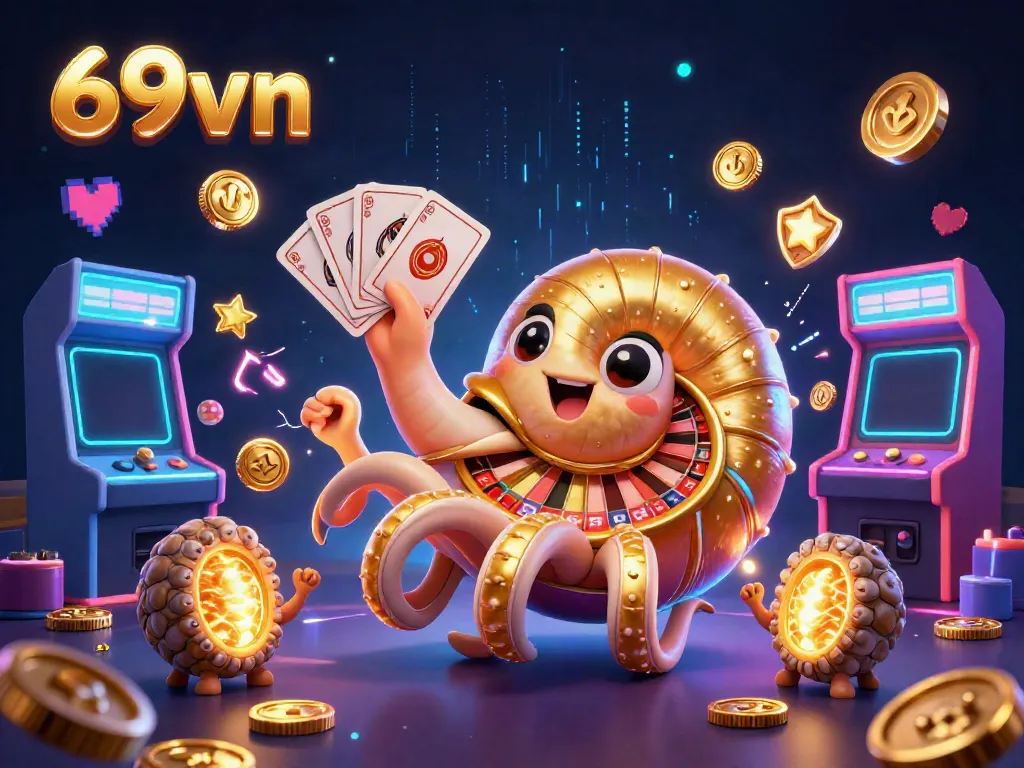 Experience thrilling gameplay at 69vn with vibrant 3D casino characters immersed in arcade excitement.