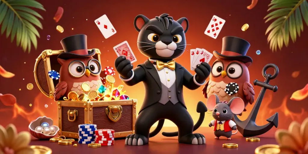 Engage with casino excitement and read more about online betting experiences featuring a stylish panther dealing cards.