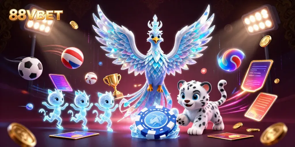 Engage with 88VBET's vibrant gaming world, featuring characters and dynamic sports elements.