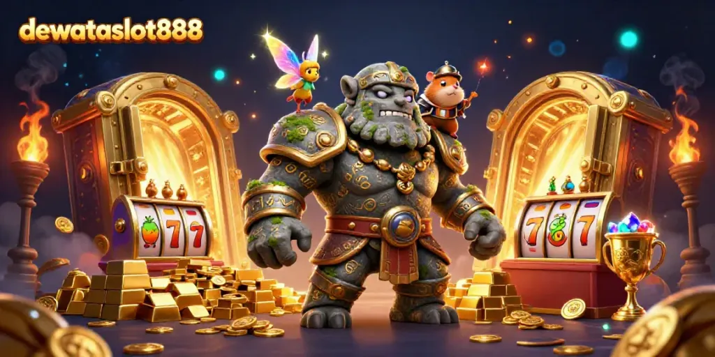 Memenangkan jackpot di dewataslot888 dengan penjaga golem bertuah, peri magis, dan hamster ksatria.