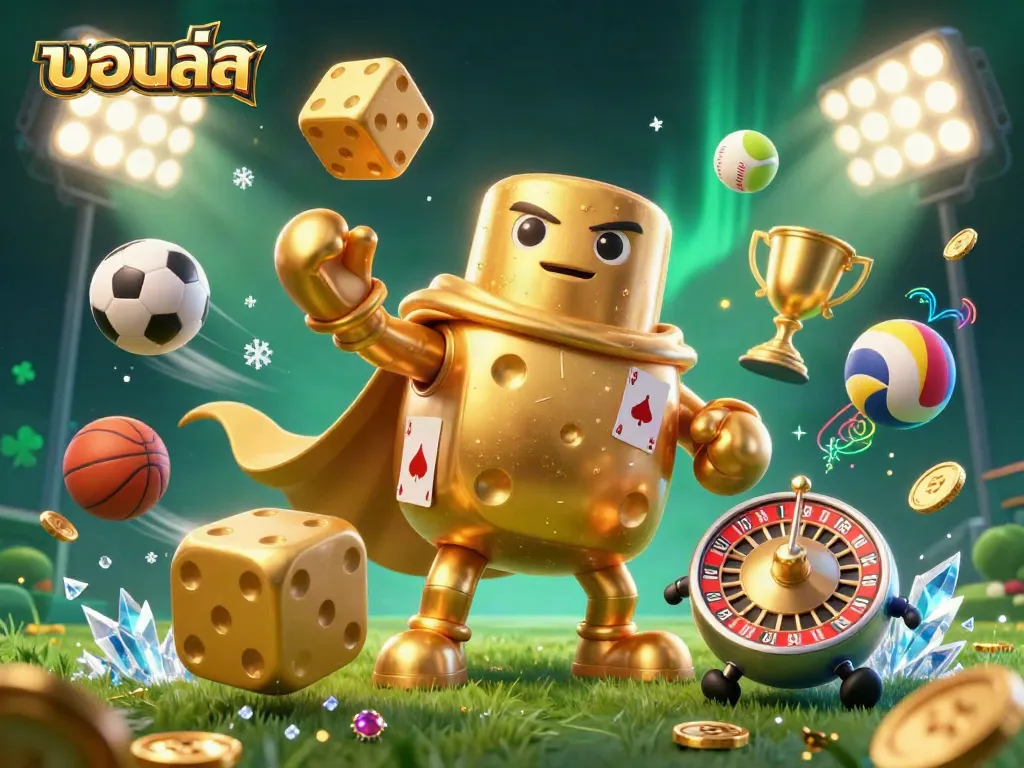 Experience live sports betting excitement with our 3D illustration of dynamic characters and elements, showcasing บอลสด action.