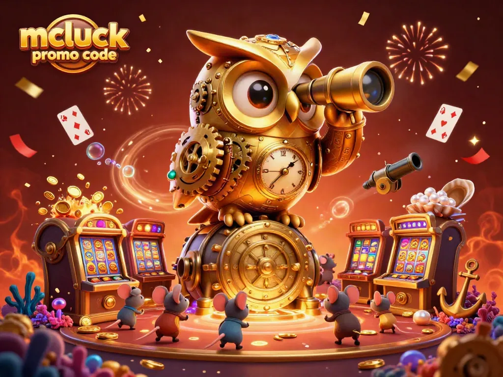 Use the mcluck promo code for exciting bonuses among playful casino-themed characters.