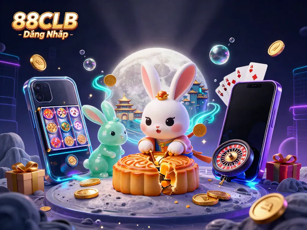 Experience 88CLB Đăng Nhập with an exciting scene of a moon rabbit and gaming elements