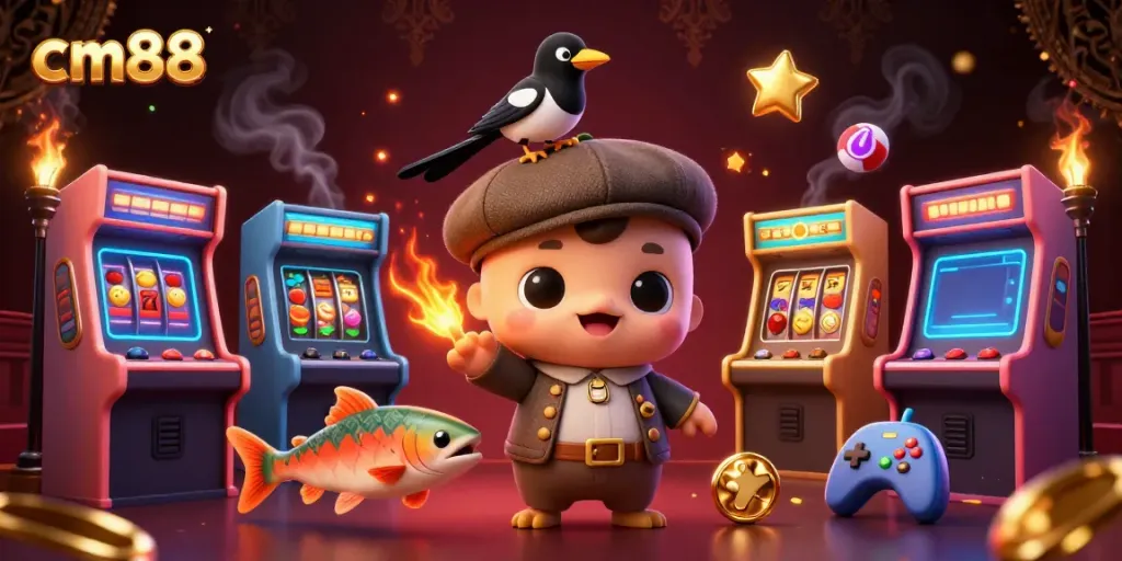 Experience thrilling gameplay at cm88 with cartoonish characters and dynamic slot visuals.