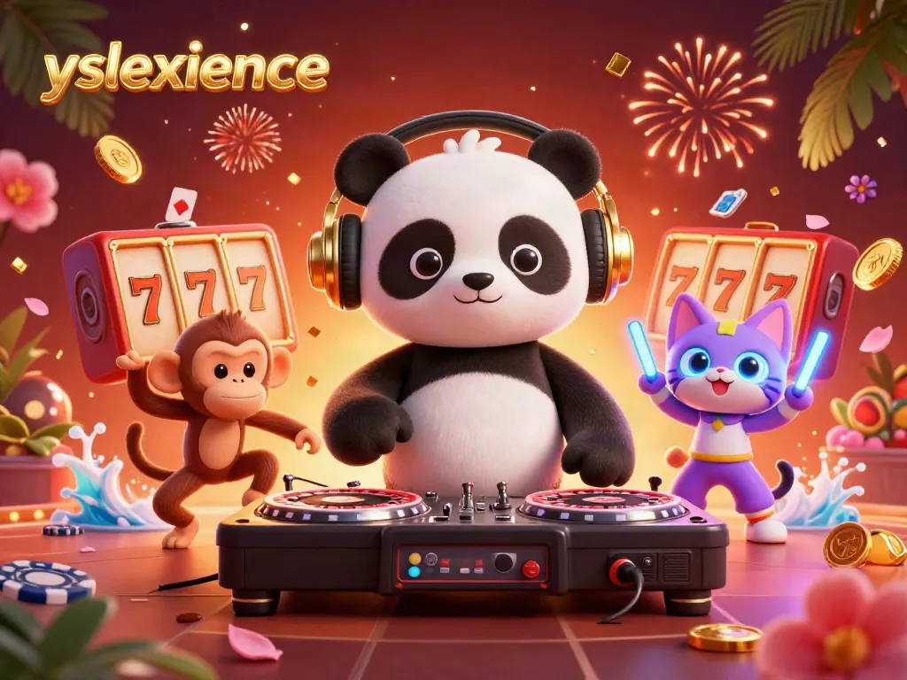 Experience dynamic fun with the yslexperience as a DJ panda spins at a vibrant casino rave.