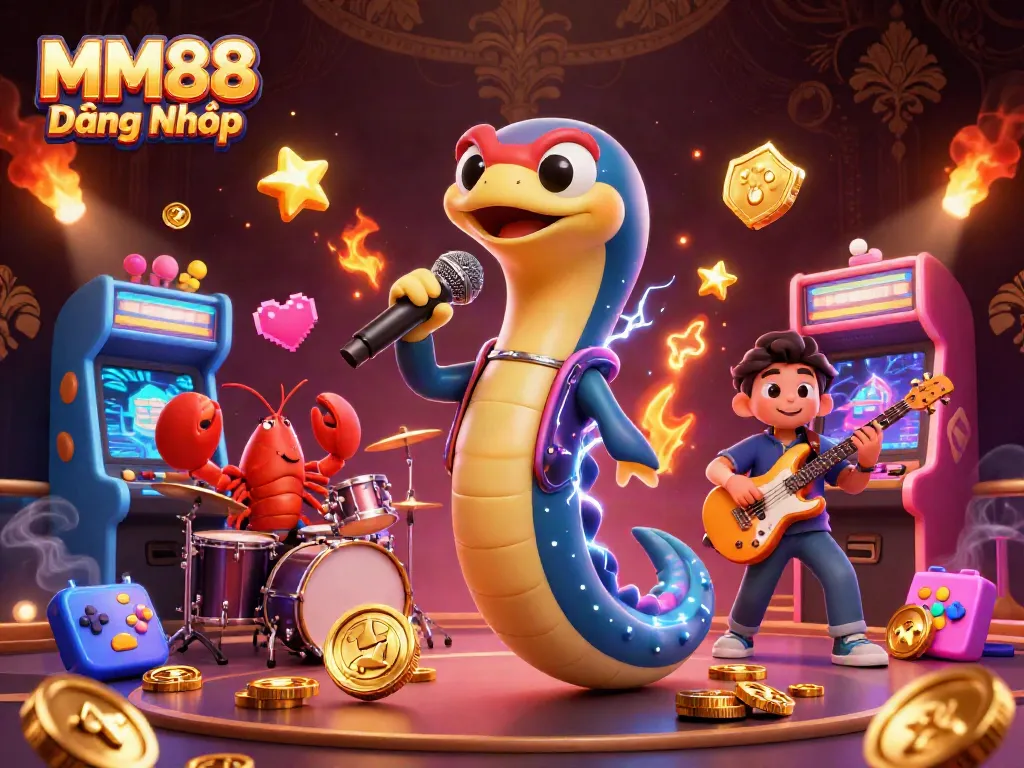 Enjoy the MM88 Đăng Nhập experience with an electrifying underwater casino scene full of vibrant 3D illustrations.
