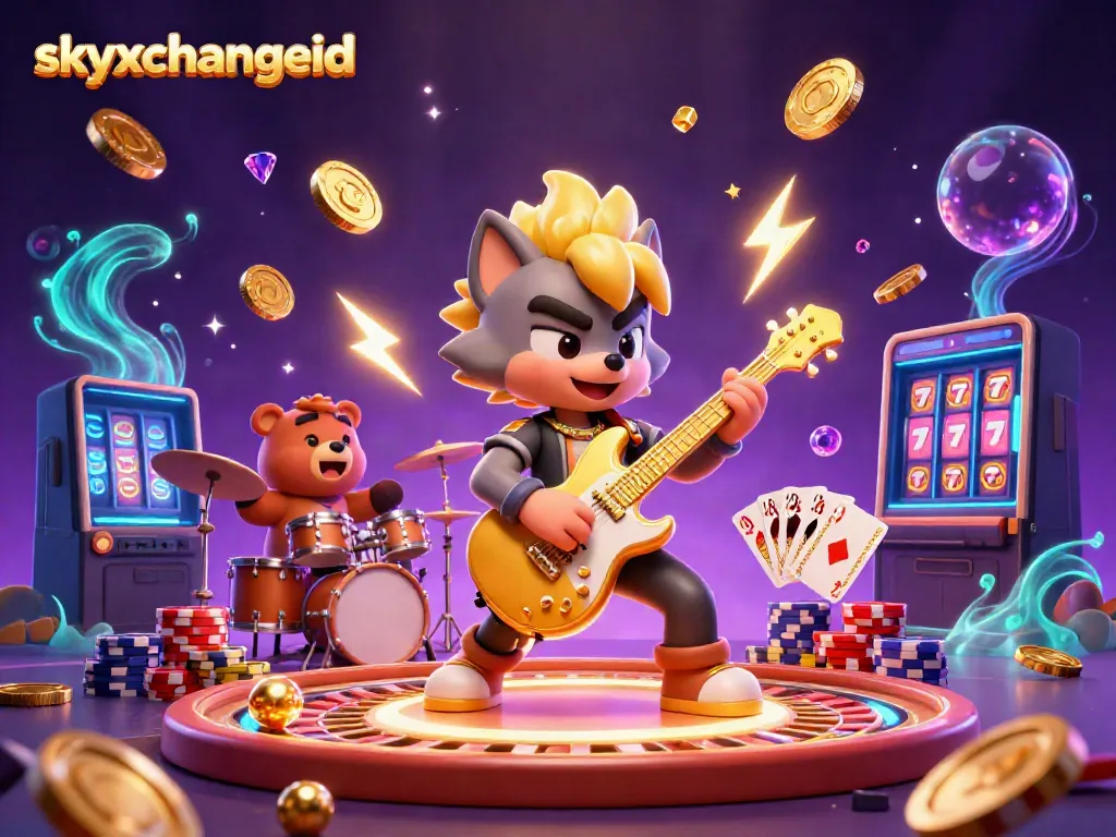 Engage with skyxchangeid through an electrifying casino gaming illustration filled with rich details.